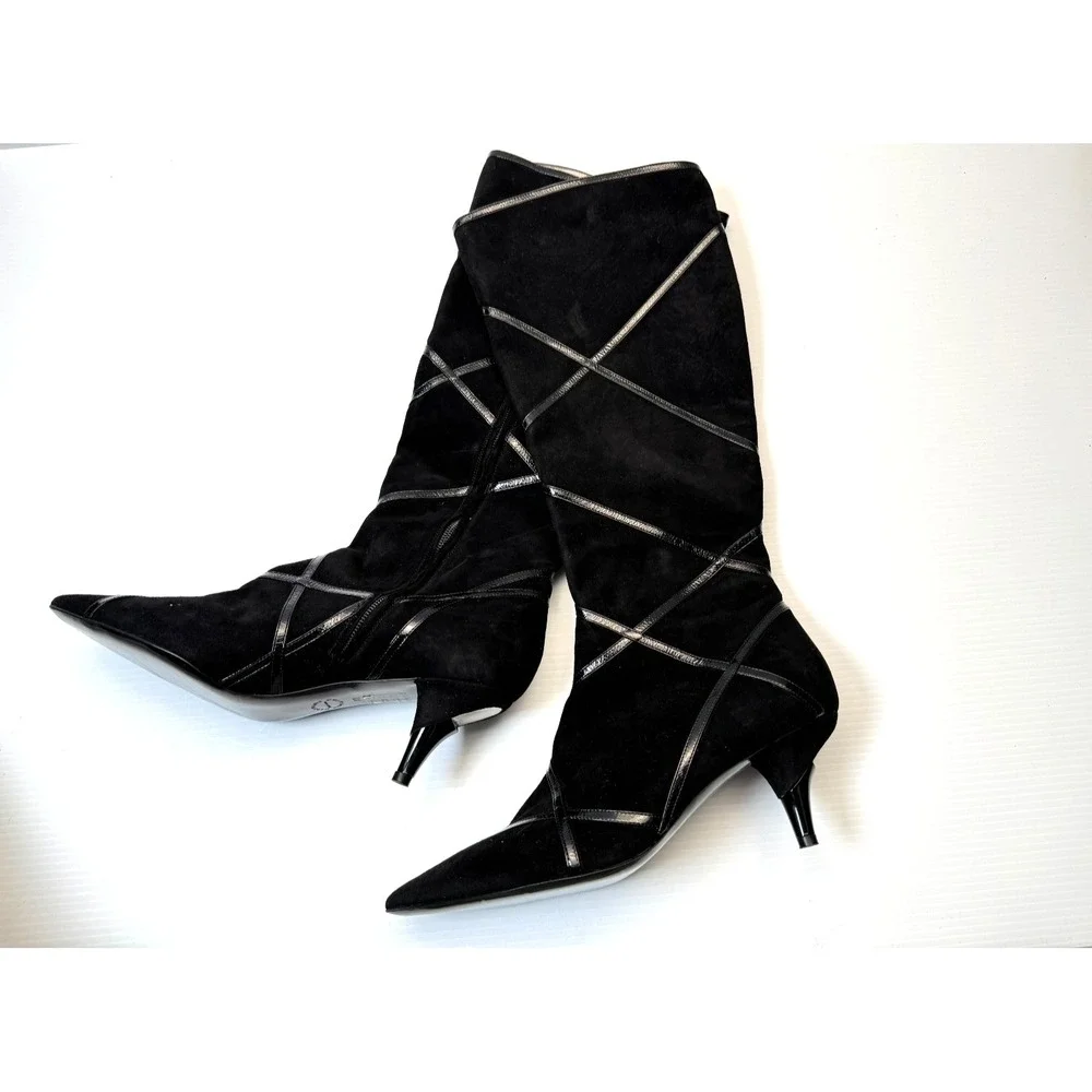 Georgina Goodman Suede Kitten Heel Boots Women 40 US‎ 9? NWOB Art to wear RARE